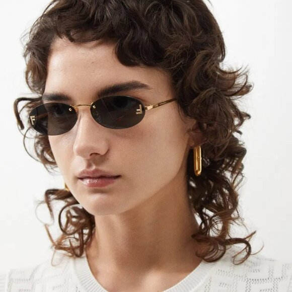 Fendi FIRST CRYSTAL Men Sunglasses Gold Oval Metal FE4075US 30A AUTHENTIC - Picture 14 of 16